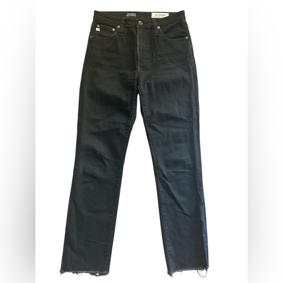 AG Adriano Goldschmied The High Rise Straight Crop Black Jeans, Raw hem size 26 - Picture 2 of 9